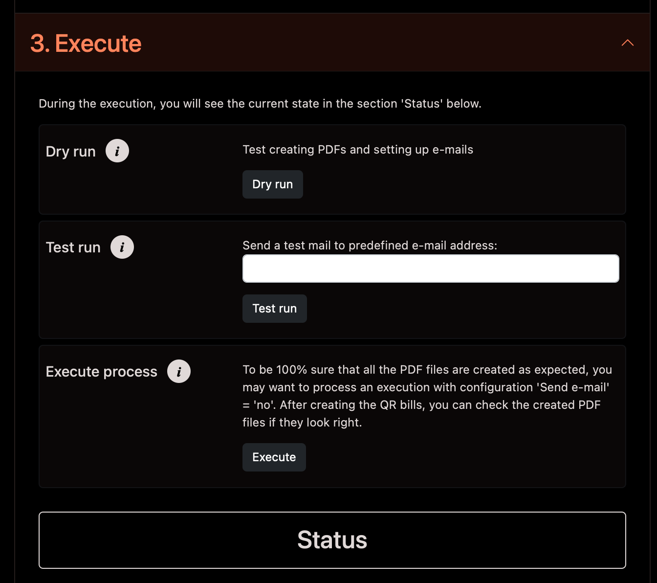 Example for an execution section